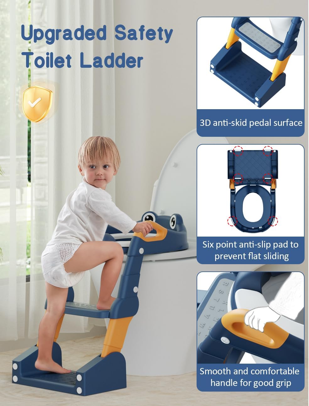 Portable Training Kids Toilet-Baby Potty With Ladder Potty Training Seat, Toddler Potty Training Toilet, Upgrade 2 In 1 Toddler Toilet Seat with Steps Stool Splash Guard and Anti-Slip Potty Seats