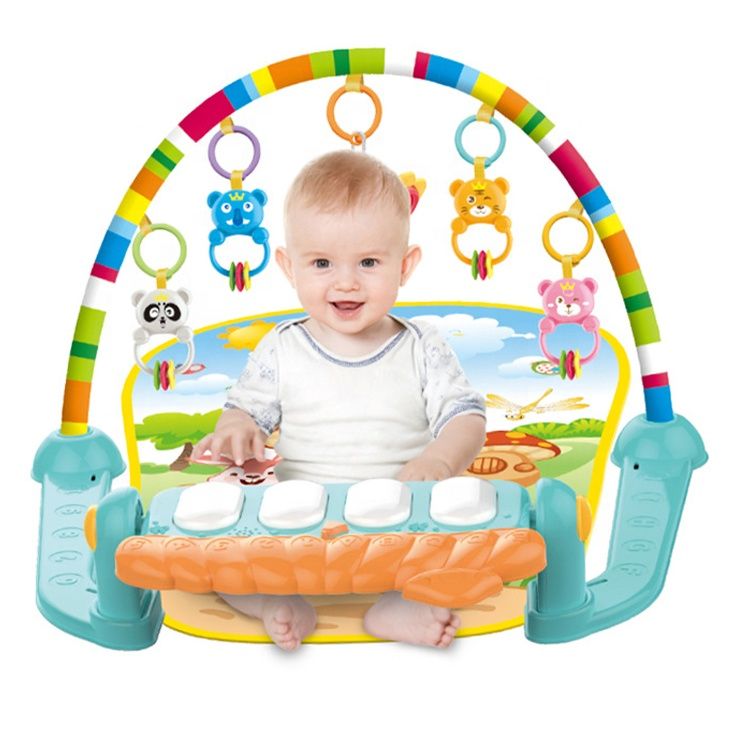 3 In1 Baby Infant Gym Play Mat Fitness Music Piano Hanging Toy Musical Piano Keyboard Play Mat Baby Activity Playmat Gym Baby Play Mat With Animal Rattle Toys