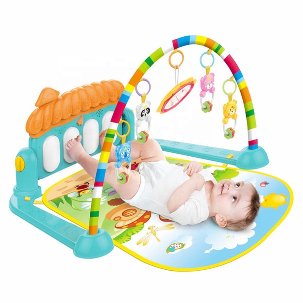 3 In1 Baby Infant Gym Play Mat Fitness Music Piano Hanging Toy Musical Piano Keyboard Play Mat Baby Activity Playmat Gym Baby Play Mat With Animal Rattle Toys