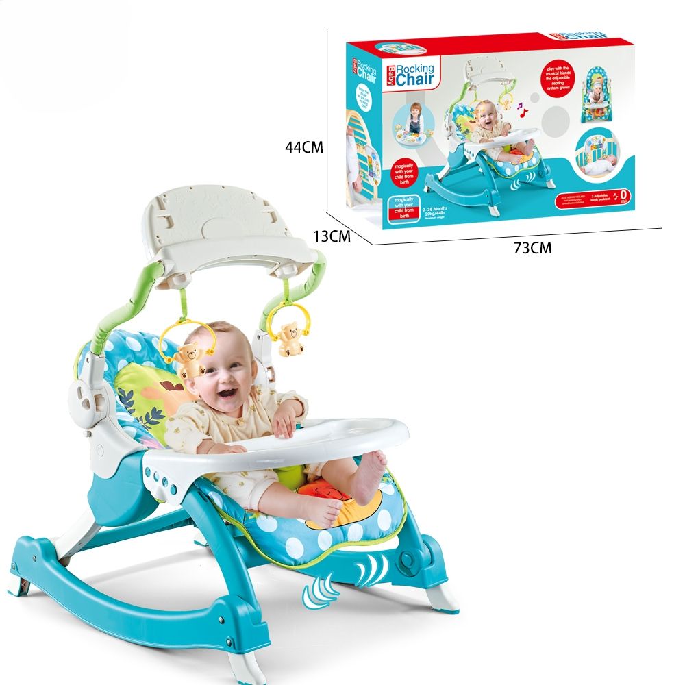 Baby 3 IN 1 Rocking chair/ Portable Infant toddler rocker suitable for newborn to 3years Hanging Toys and Piano Babies Swing Musical Vibration Baby Chairs with Dinner Plate