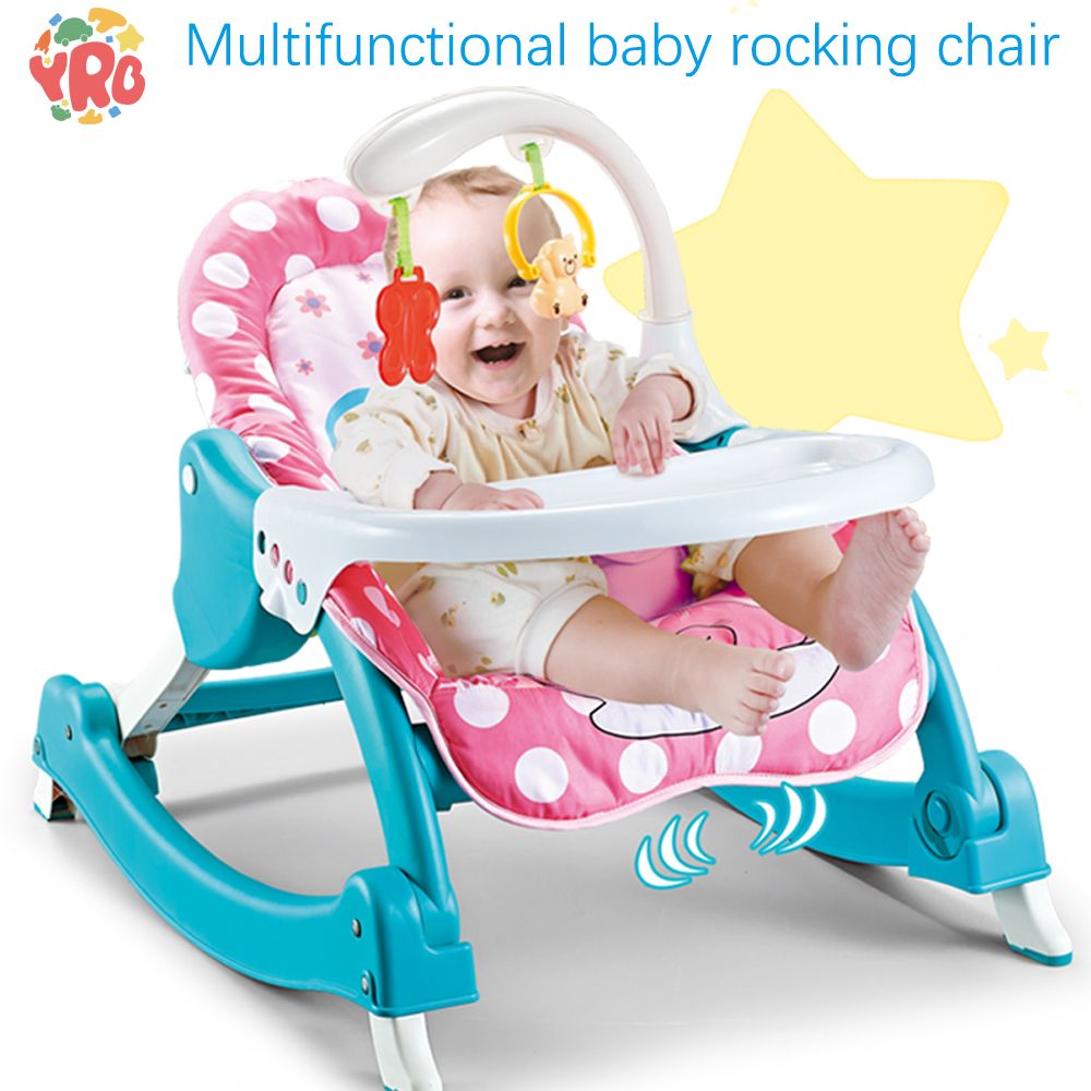 Baby 3 IN 1 Rocking chair/ Portable Infant toddler rocker suitable for newborn to 3years Hanging Toys and Piano Babies Swing Musical Vibration Baby Chairs with Dinner Plate