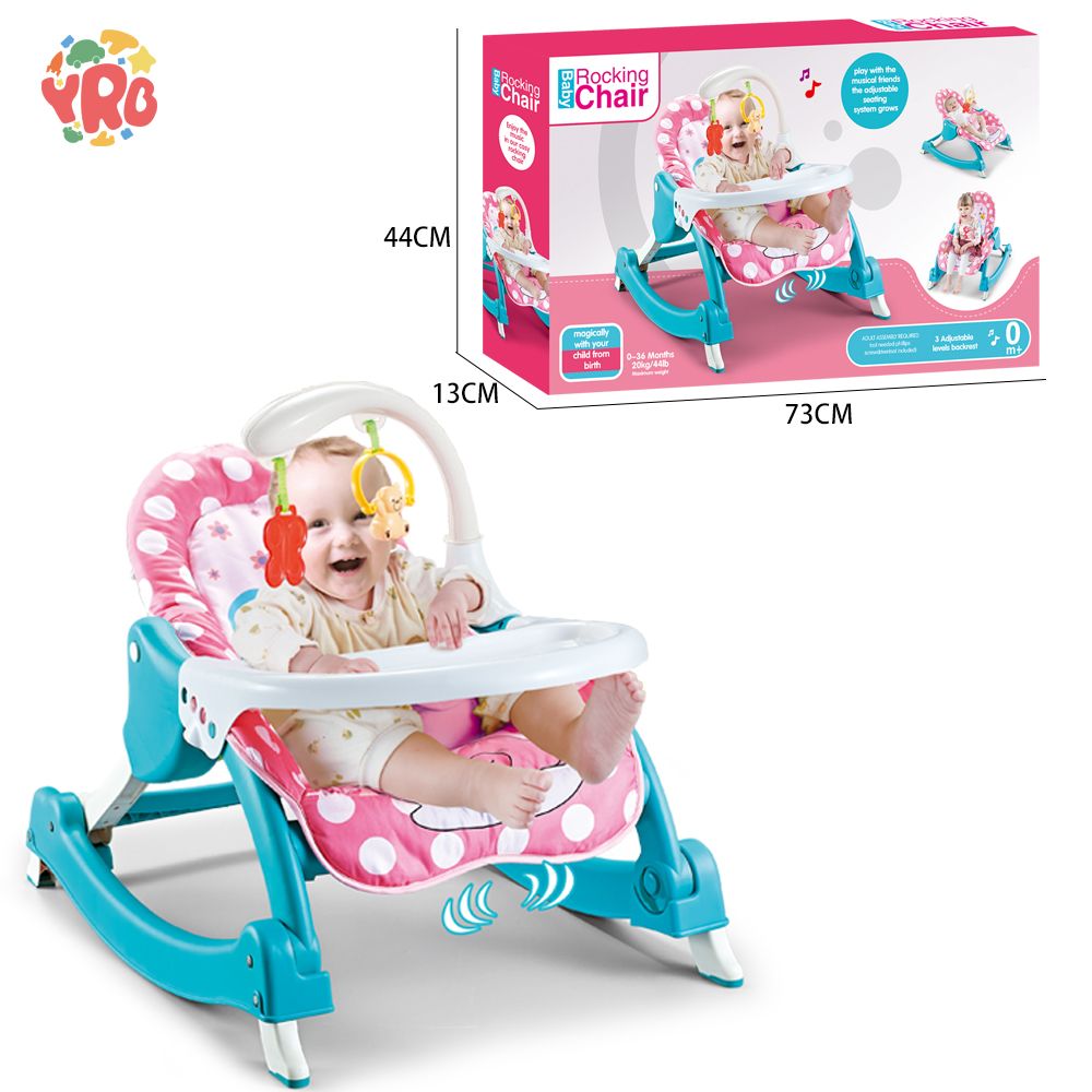 Baby 3 IN 1 Rocking chair/ Portable Infant toddler rocker suitable for newborn to 3years Hanging Toys and Piano Babies Swing Musical Vibration Baby Chairs with Dinner Plate