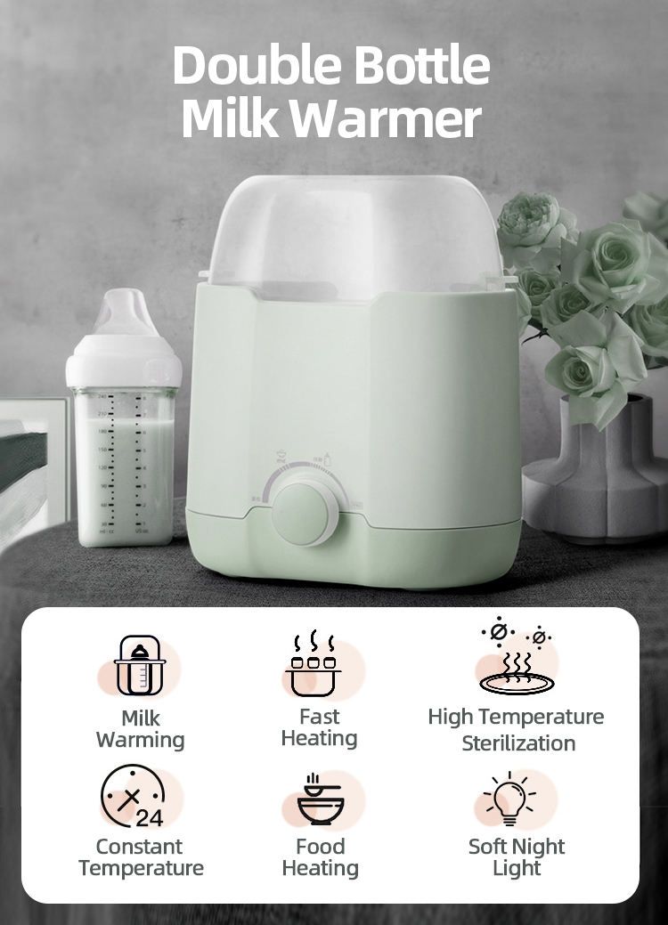 Double Bottle Milk Warmer Electric Baby Bottle Warmer, Sterilizer, and Food Heater for Nutritious Baby Meals Milk Warmer Two-in-one Baby Automatic Warm Milk Warmer Bottle Heating Intelligent Thermosta