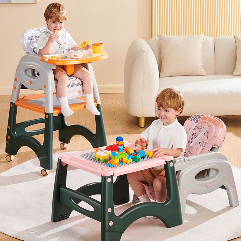 3 in 1 Baby High Chair Convertible Baby Dining Chair Anti-slip Plastic Feeding Chairs for Babies Eat & Grow Convertible Separate Baby High Chairs With Table Set for Kids Dining Toddler Feeding chair