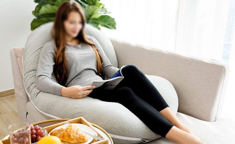 Pregnancy Pillow Gift for Pregnant Women to Sleeping C-Shape Maternity Support Pillow - for Back, HIPS, Legs, Stomach, Belly for Pregnant Women with Removable Cotton Cover ,Grey and Blue