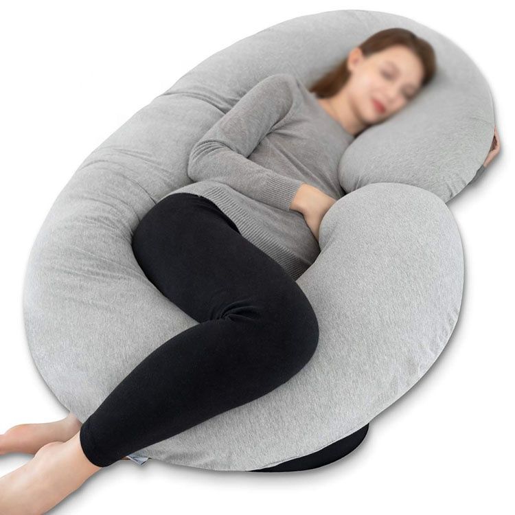 Pregnancy Pillow Gift for Pregnant Women to Sleeping C-Shape Maternity Support Pillow - for Back, HIPS, Legs, Stomach, Belly for Pregnant Women with Removable Cotton Cover ,Grey and Blue