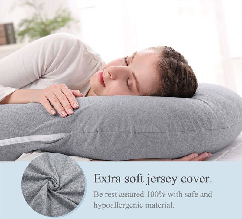 Pregnancy Pillow Gift for Pregnant Women to Sleeping C-Shape Maternity Support Pillow - for Back, HIPS, Legs, Stomach, Belly for Pregnant Women with Removable Cotton Cover ,Grey and Blue