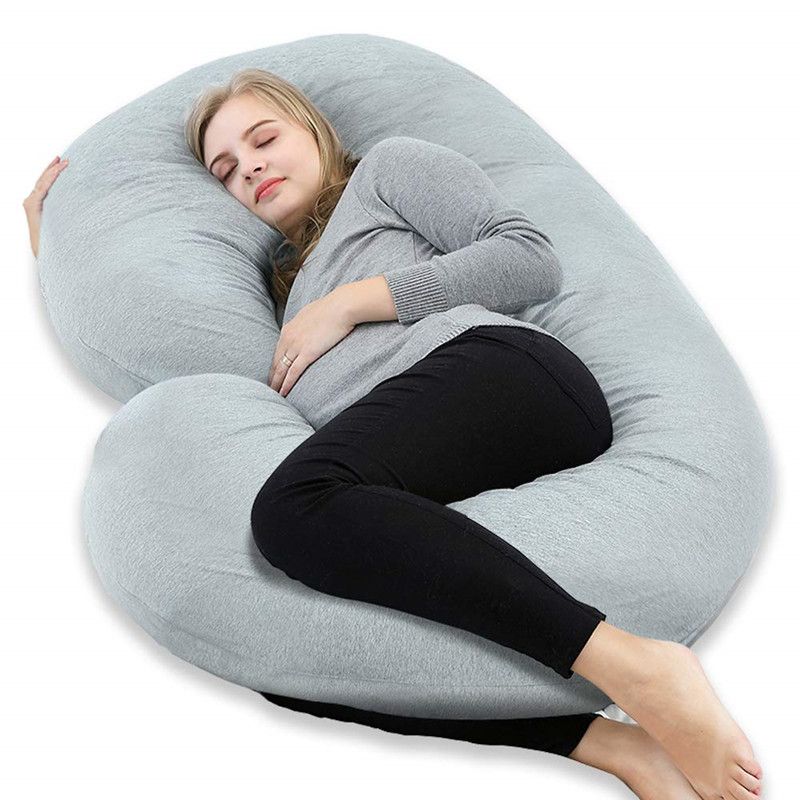Pregnancy Pillow Gift for Pregnant Women to Sleeping C-Shape Maternity Support Pillow - for Back, HIPS, Legs, Stomach, Belly for Pregnant Women with Removable Cotton Cover ,Grey and Blue
