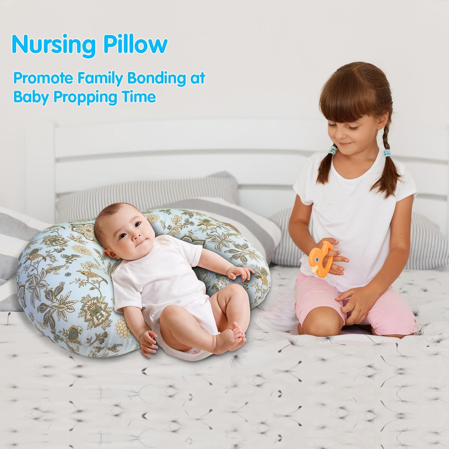 Nursing Pillow, Breastfeeding Pillow with Removable Cover, Ergonomic Breast Feeding Pillow, Baby Feeding Pillow for Mom Easier Breastfeeding Multifunctional Pillow for Feeding, Sitting & Support