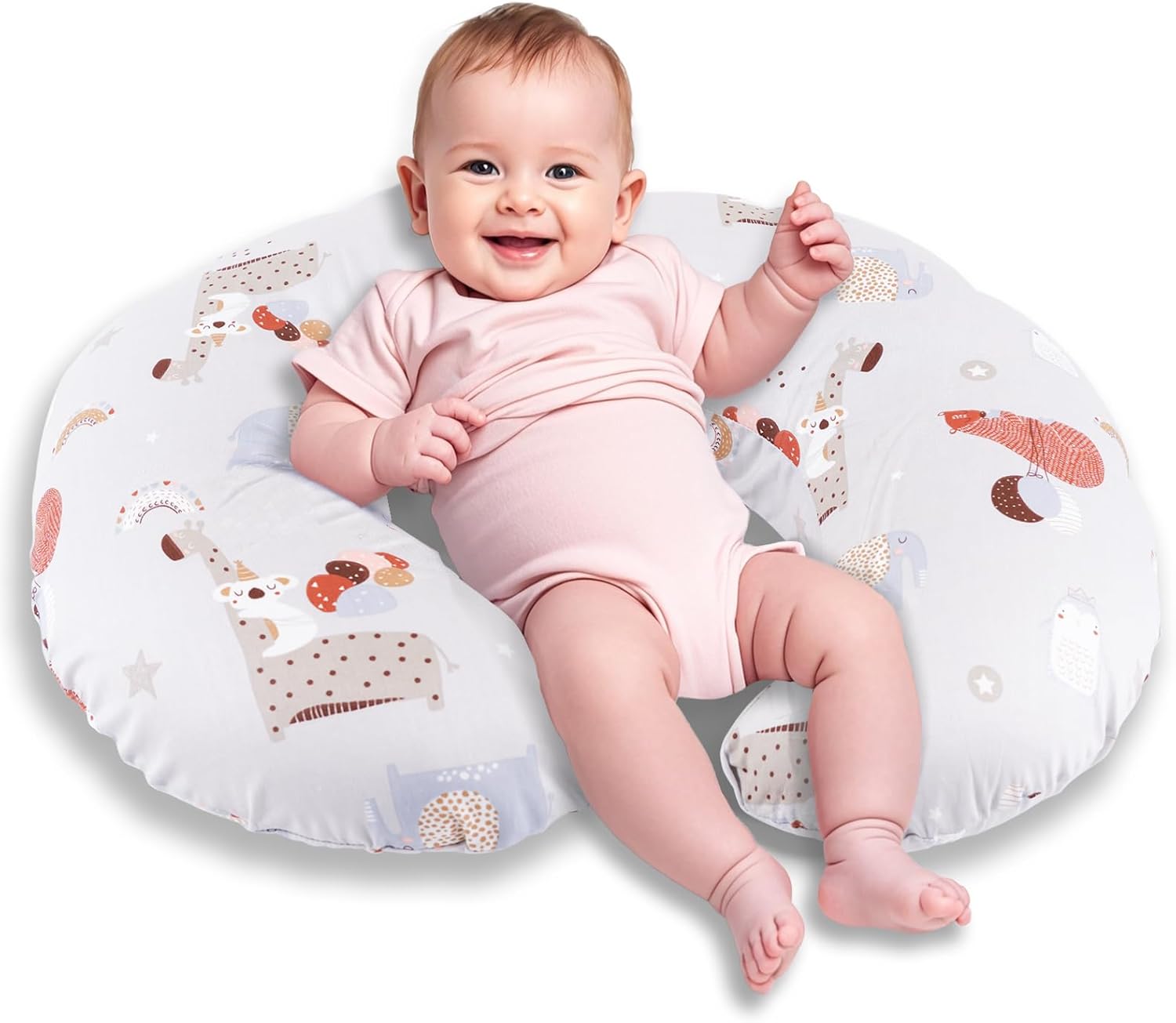 Nursing Pillow, Breastfeeding Pillow with Removable Cover, Ergonomic Breast Feeding Pillow, Baby Feeding Pillow for Mom Easier Breastfeeding Multifunctional Pillow for Feeding, Sitting & Support