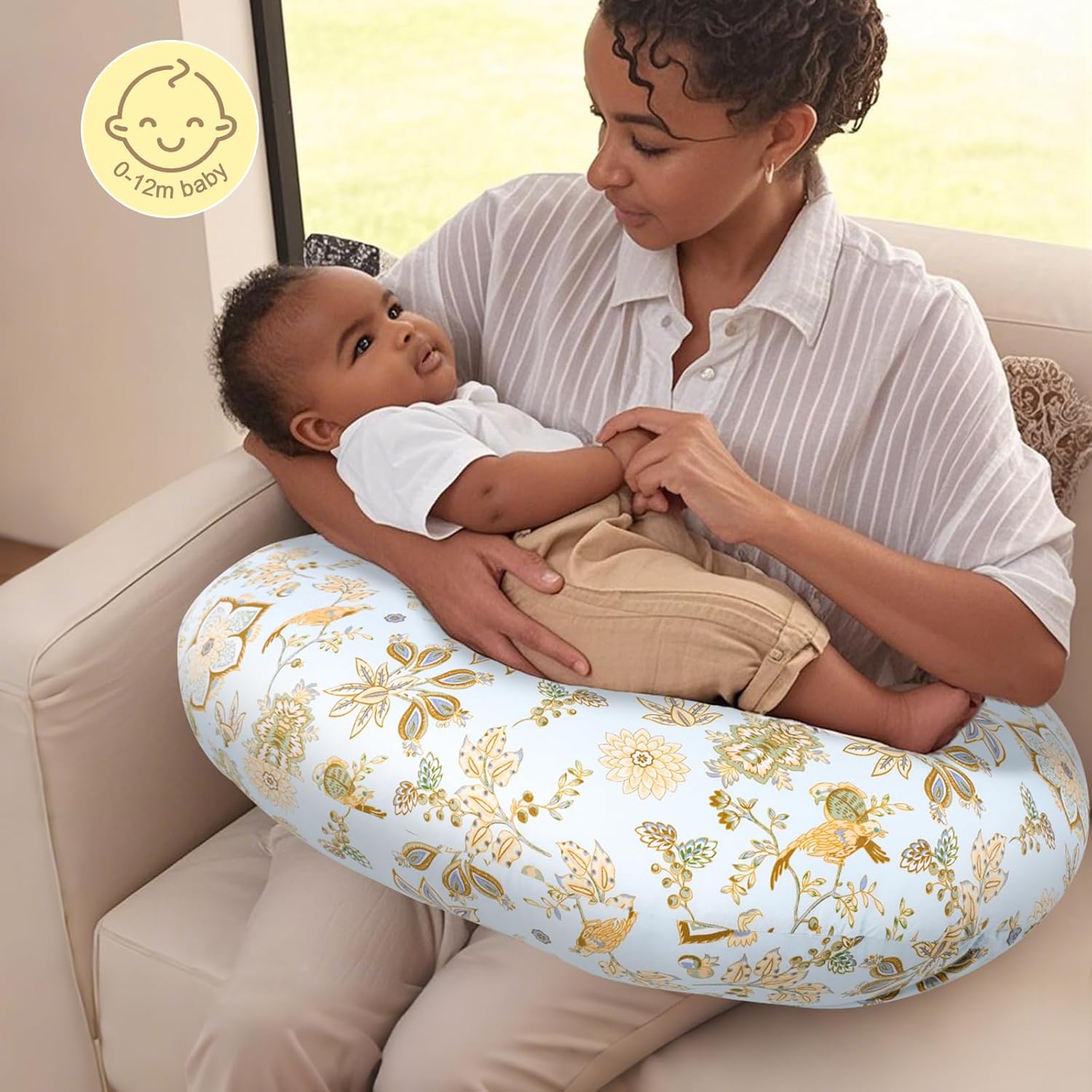 Nursing Pillow, Breastfeeding Pillow with Removable Cover, Ergonomic Breast Feeding Pillow, Baby Feeding Pillow for Mom Easier Breastfeeding Multifunctional Pillow for Feeding, Sitting & Support