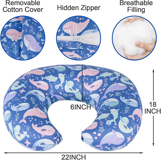 Nursing Pillow, Breastfeeding Pillow with Removable Cover, Ergonomic Breast Feeding Pillow, Baby Feeding Pillow for Mom Easier Breastfeeding Multifunctional Pillow for Feeding, Sitting & Support