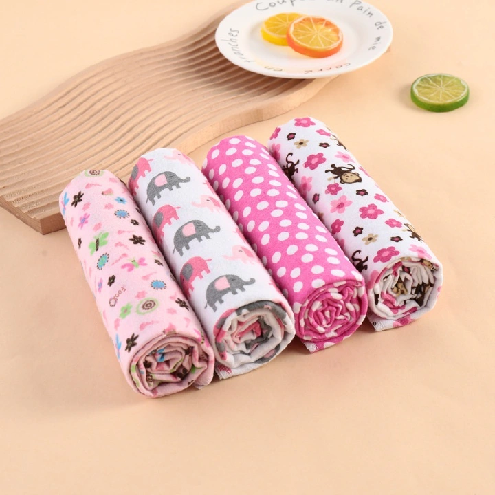Cotton New 4pcs Set Baby Flannel Swaddle Blanket Printed Newborn Wrap Cloth Fabric on Flannel Receiving Blankets for Newborns – Soft, Warm, and Breathable Swaddles for Everyday Baby Care