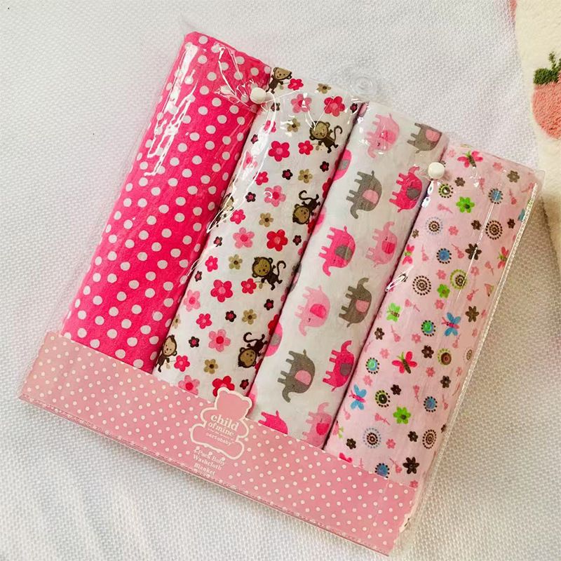 Cotton New 4pcs Set Baby Flannel Swaddle Blanket Printed Newborn Wrap Cloth Fabric on Flannel Receiving Blankets for Newborns – Soft, Warm, and Breathable Swaddles for Everyday Baby Care