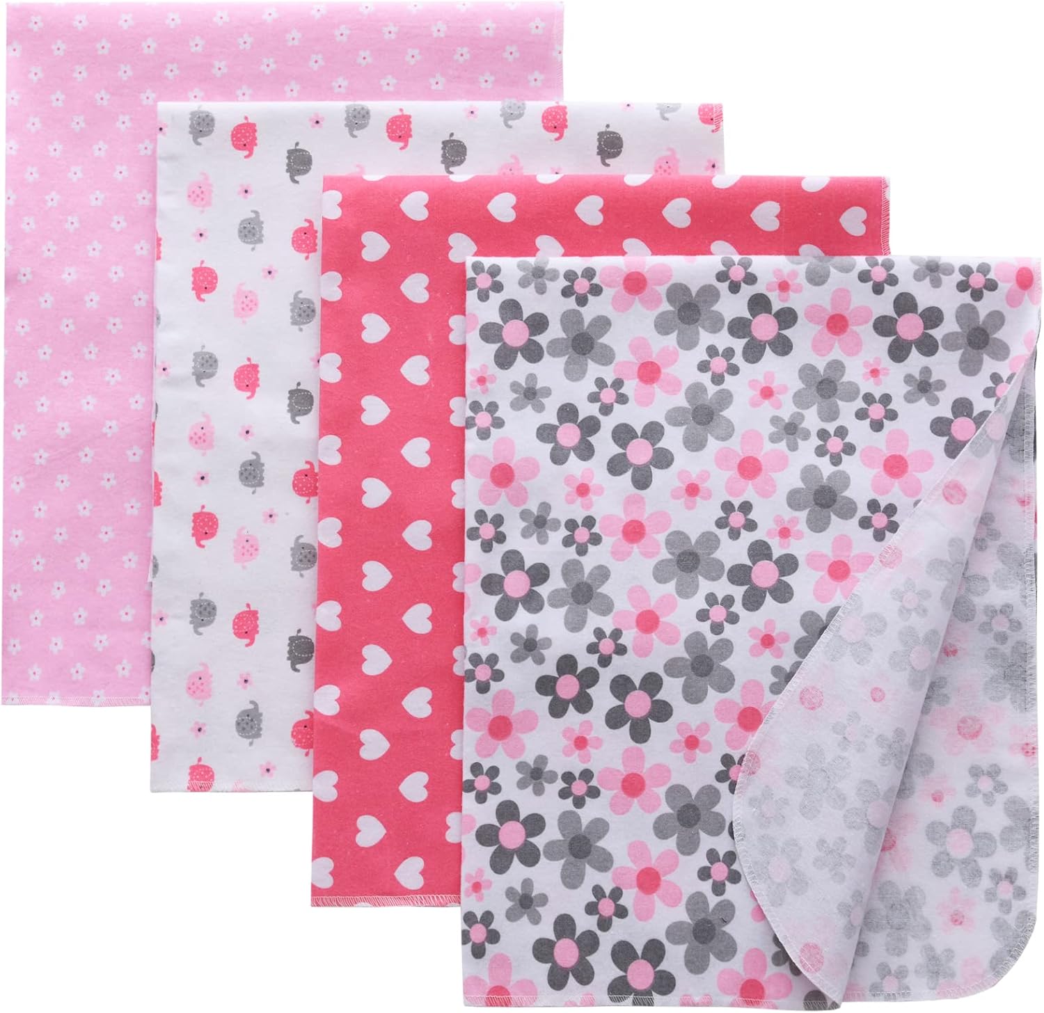 Cotton New 4pcs Set Baby Flannel Swaddle Blanket Printed Newborn Wrap Cloth Fabric on Flannel Receiving Blankets for Newborns – Soft, Warm, and Breathable Swaddles for Everyday Baby Care