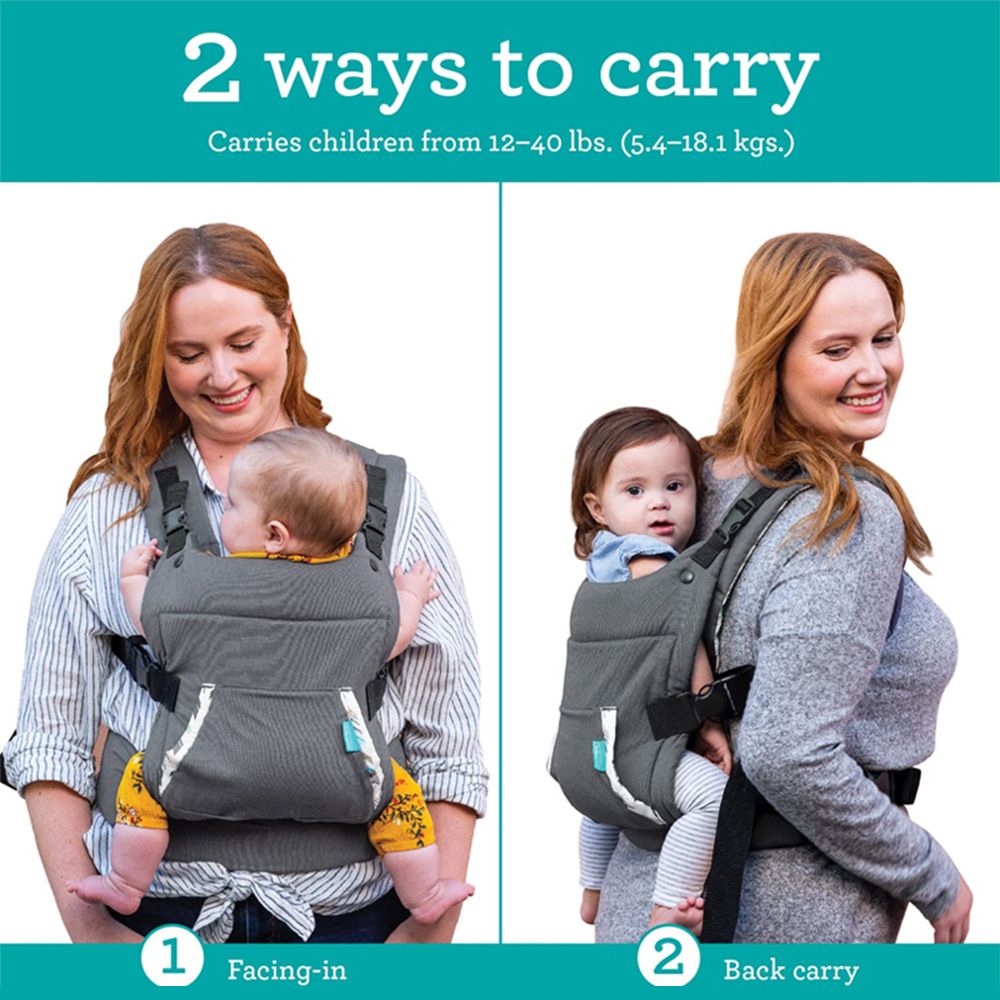 Infantino NEW Ergonomic Hoodie Baby Carrier. (Designed For Babies & Toddlers) Front Carrier for Baby Infant Carrier All Carry Position Front and Back Face-in Face