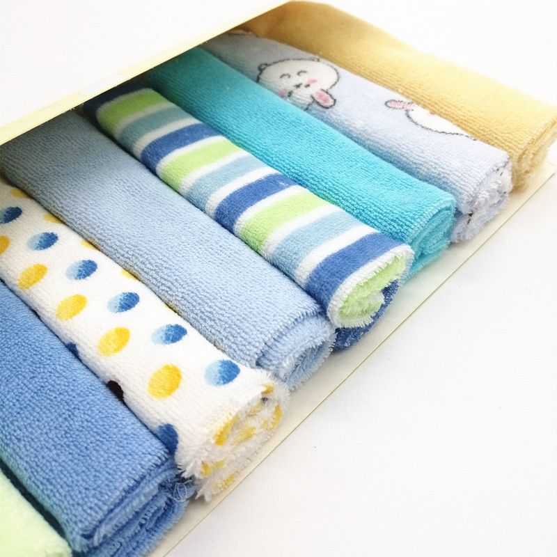 8Pcs Assorted Colors Infant Newborn Bath Towels & Wash Cloths – Ultra-Soft, Absorbent Cotton Baby Face Towels, Gentle on Sensitive Skin, Reusable & Durable Baby Essentials for Daily Use