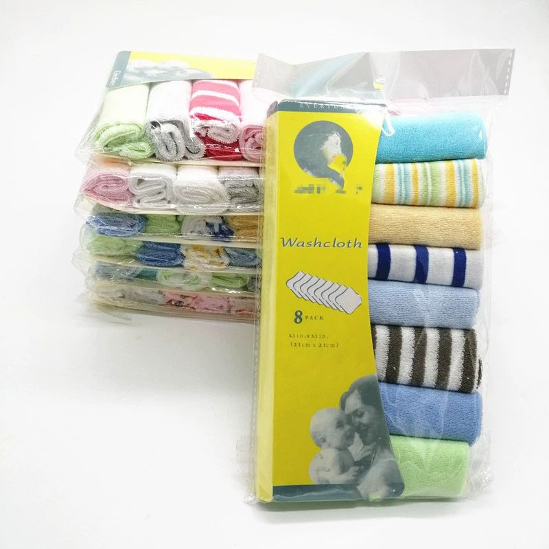8Pcs Assorted Colors Infant Newborn Bath Towels & Wash Cloths – Ultra-Soft, Absorbent Cotton Baby Face Towels, Gentle on Sensitive Skin, Reusable & Durable Baby Essentials for Daily Use