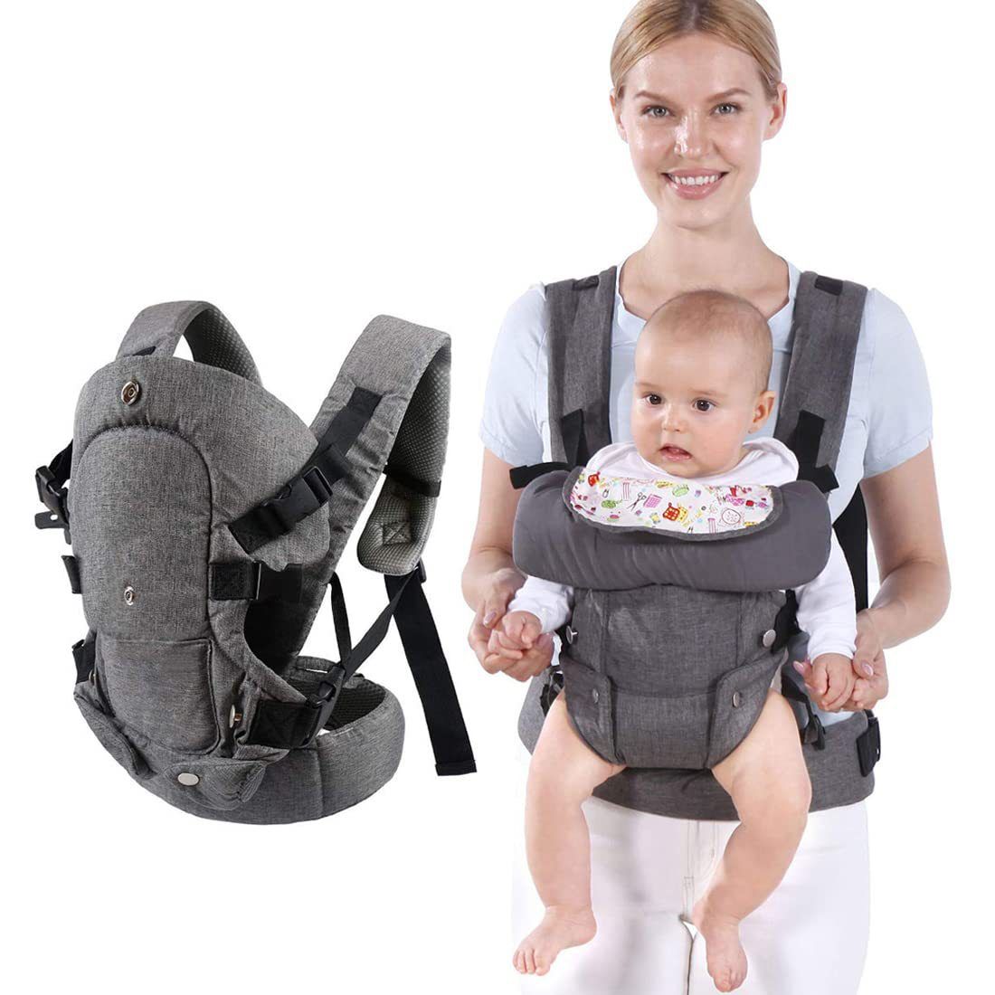 Infantino Flip Advanced 4-in-1 Baby Carrier | Ergonomic 360° Convertible Cotton Carrier for Newborns & Toddlers | Front & Back Carry Baby Sling Wrap