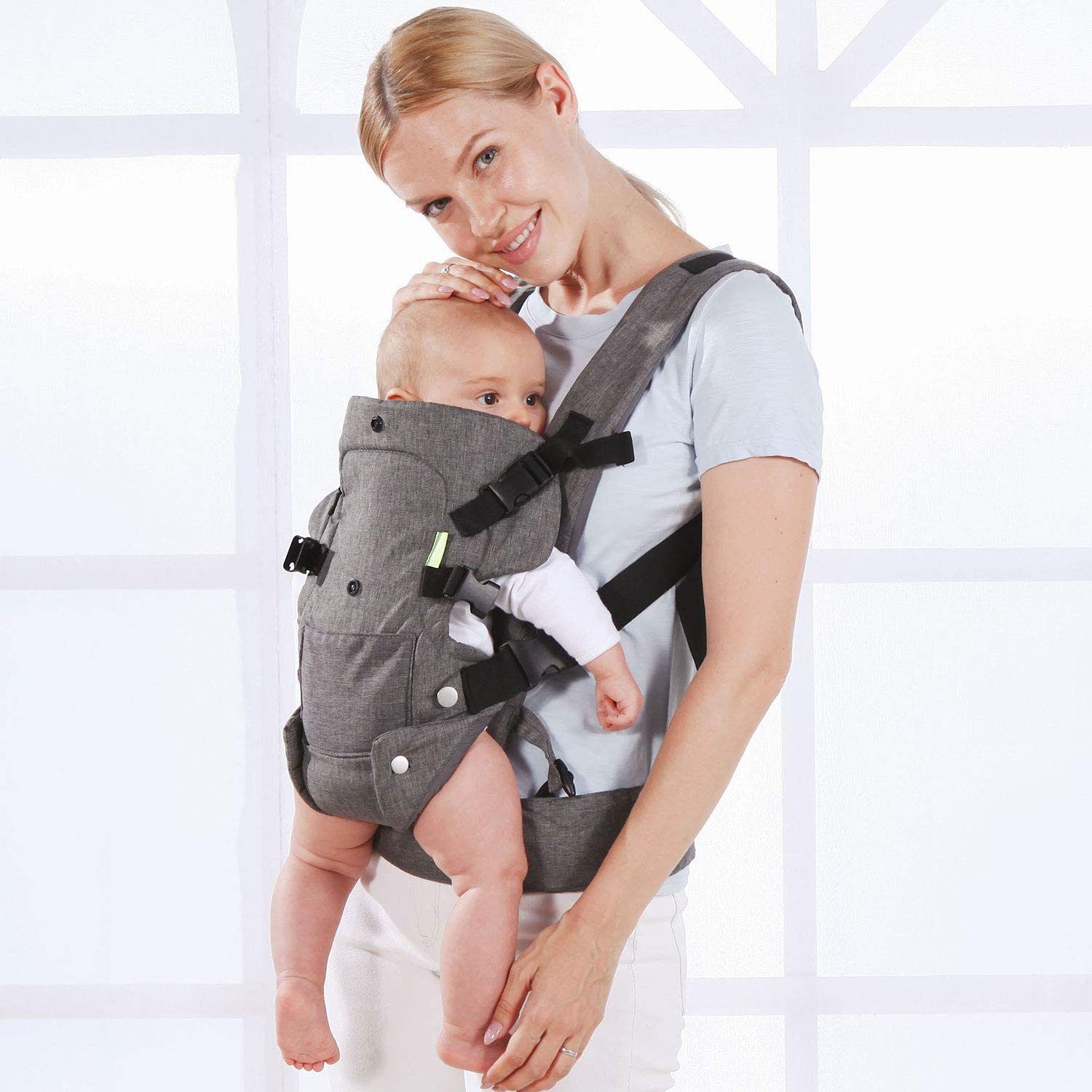 Infantino Flip Advanced 4-in-1 Baby Carrier | Ergonomic 360° Convertible Cotton Carrier for Newborns & Toddlers | Front & Back Carry Baby Sling Wrap