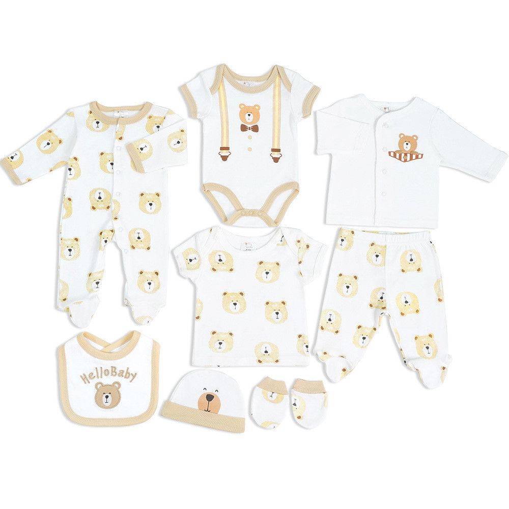 8 Pieces NewBorn Infant Baby Girl Boys Clothes Romper Set Baby Outfits Cute Baby Girl /Boy/unisex Clothing Sets With Hanger 8 PC's receiving set cotton made from a soft and gentle 100% cotton