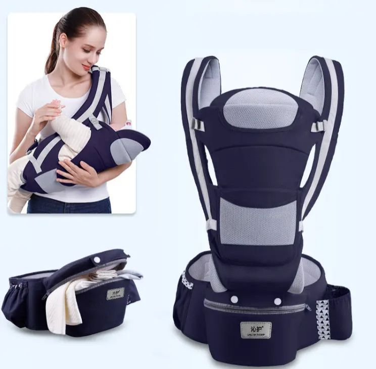 3-in-1 Hip Seat Baby Carrier – Ergonomic with Sliding Pouch, Reinforced Head Support & Adjustable Height – Comfortable for Baby & Parent – Best for 0–36 Months