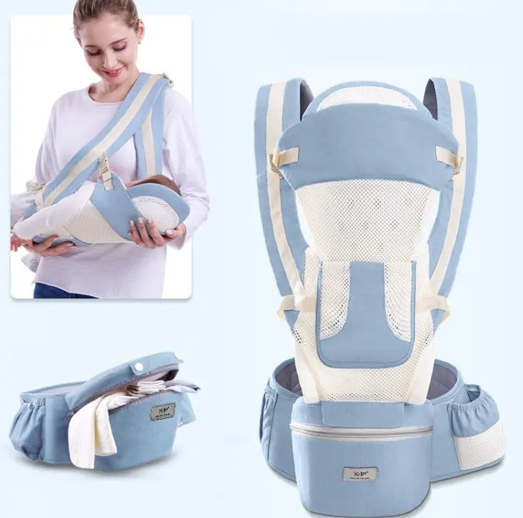 3-in-1 Hip Seat Baby Carrier – Ergonomic with Sliding Pouch, Reinforced Head Support & Adjustable Height – Comfortable for Baby & Parent – Best for 0–36 Months