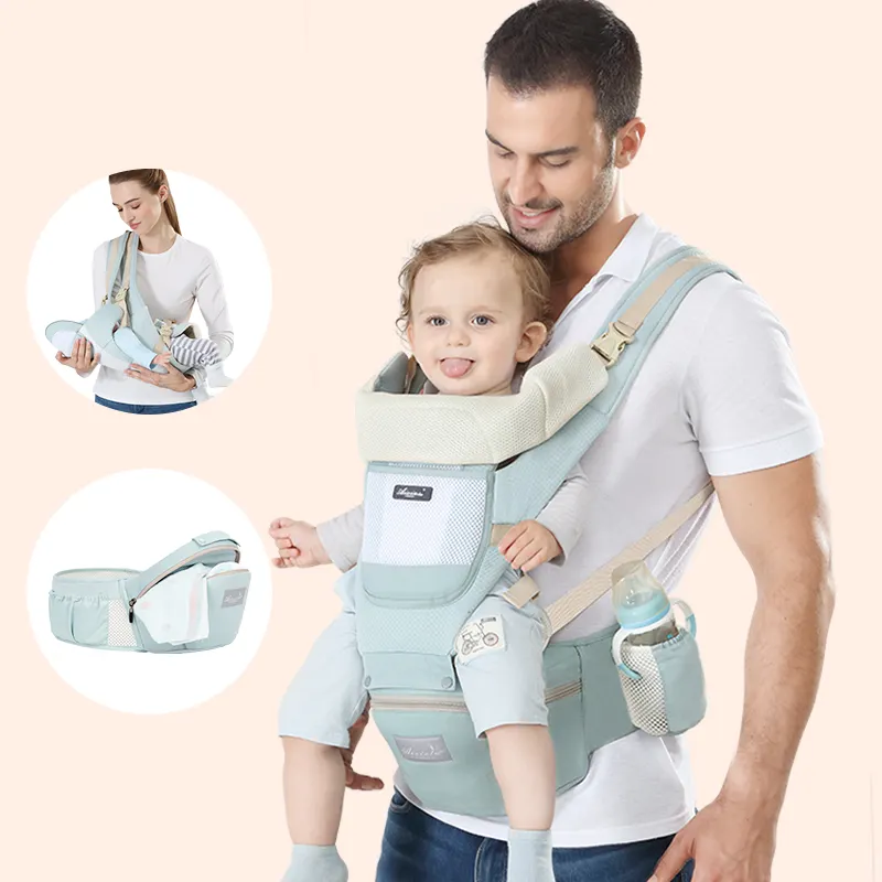 3-in-1 Hip Seat Baby Carrier – Ergonomic with Sliding Pouch, Reinforced Head Support & Adjustable Height – Comfortable for Baby & Parent – Best for 0–36 Months