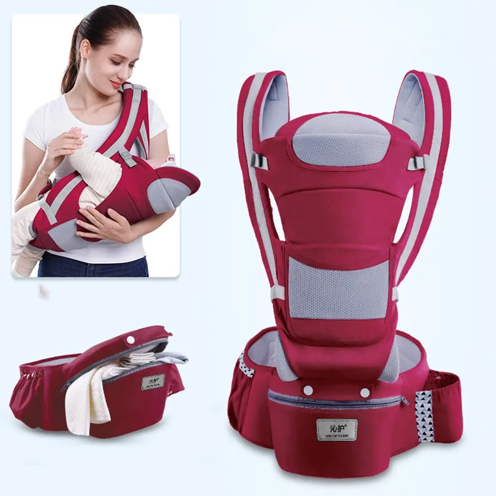 3-in-1 Hip Seat Baby Carrier – Ergonomic with Sliding Pouch, Reinforced Head Support & Adjustable Height – Comfortable for Baby & Parent – Best for 0–36 Months