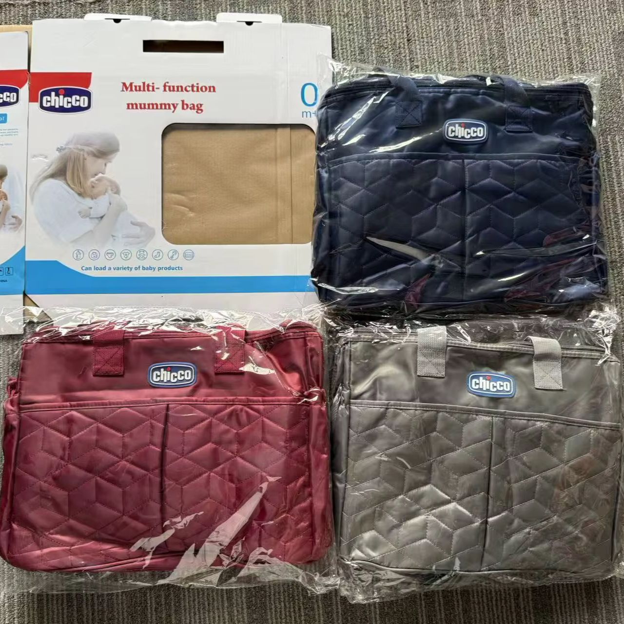 Chicco 5 Piece Diaper Bag Mommy Bag Set Waterproof Baby Bag Mom Set Diaper Mummy Travel Maternity Nappy Baby Diaper Bag Set 💯 AUTHENTIC CHICCO Baby Bag – Heavy-Duty, Waterproof & Ultra-Spacious mommy