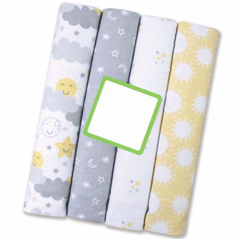 4-Pack Premium Cotton Flannel Baby Shawls - Ultra Soft Newborn Receiving Blankets & Swaddle Set Soft, Absorbent & Gentle Newborn Wash Cloths / Bath Towels