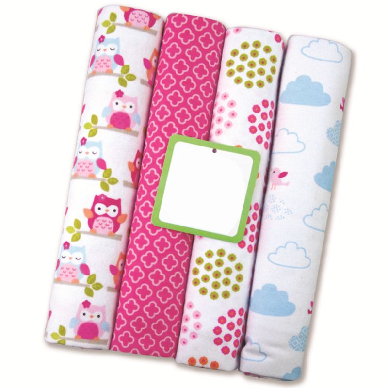 4-Pack Premium Cotton Flannel Baby Shawls - Ultra Soft Newborn Receiving Blankets & Swaddle Set Soft, Absorbent & Gentle Newborn Wash Cloths / Bath Towels