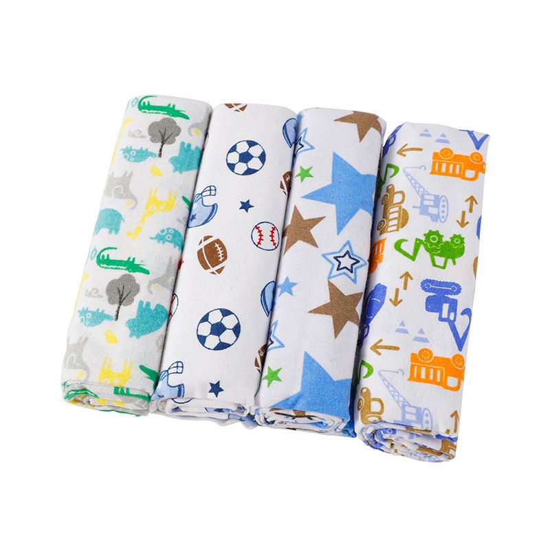 4-Pack Premium Cotton Flannel Baby Shawls - Ultra Soft Newborn Receiving Blankets & Swaddle Set Soft, Absorbent & Gentle Newborn Wash Cloths / Bath Towels