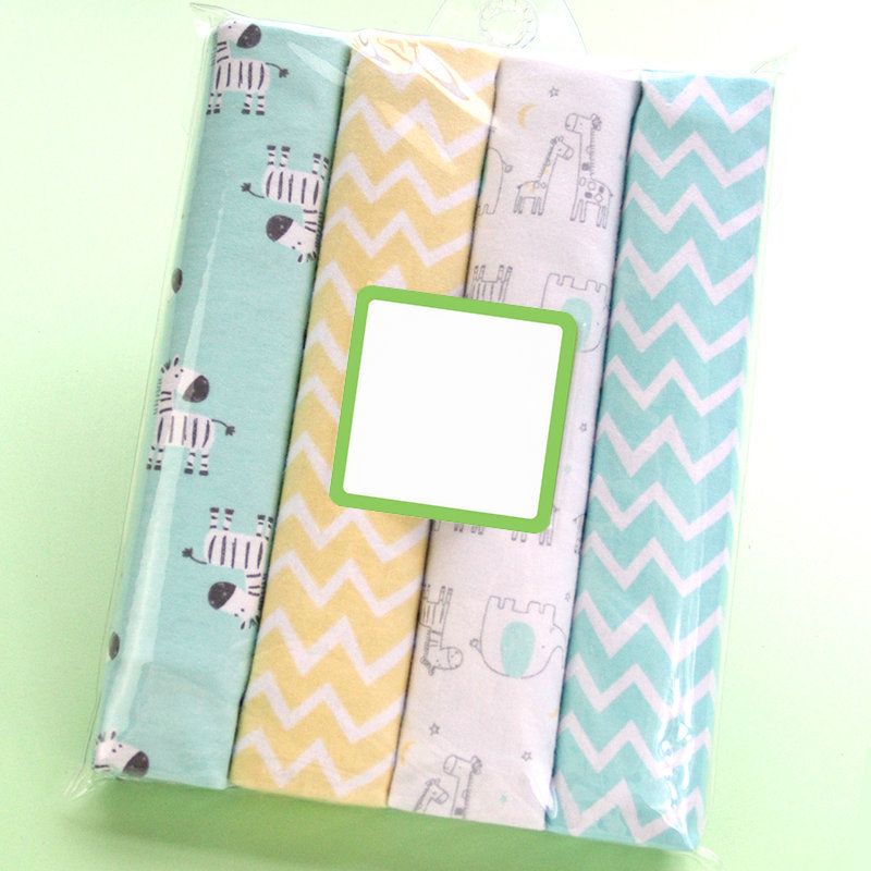4-Pack Premium Cotton Flannel Baby Shawls - Ultra Soft Newborn Receiving Blankets & Swaddle Set Soft, Absorbent & Gentle Newborn Wash Cloths / Bath Towels
