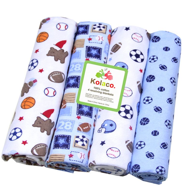 4-Pack Premium Cotton Flannel Baby Shawls - Ultra Soft Newborn Receiving Blankets & Swaddle Set Soft, Absorbent & Gentle Newborn Wash Cloths / Bath Towels