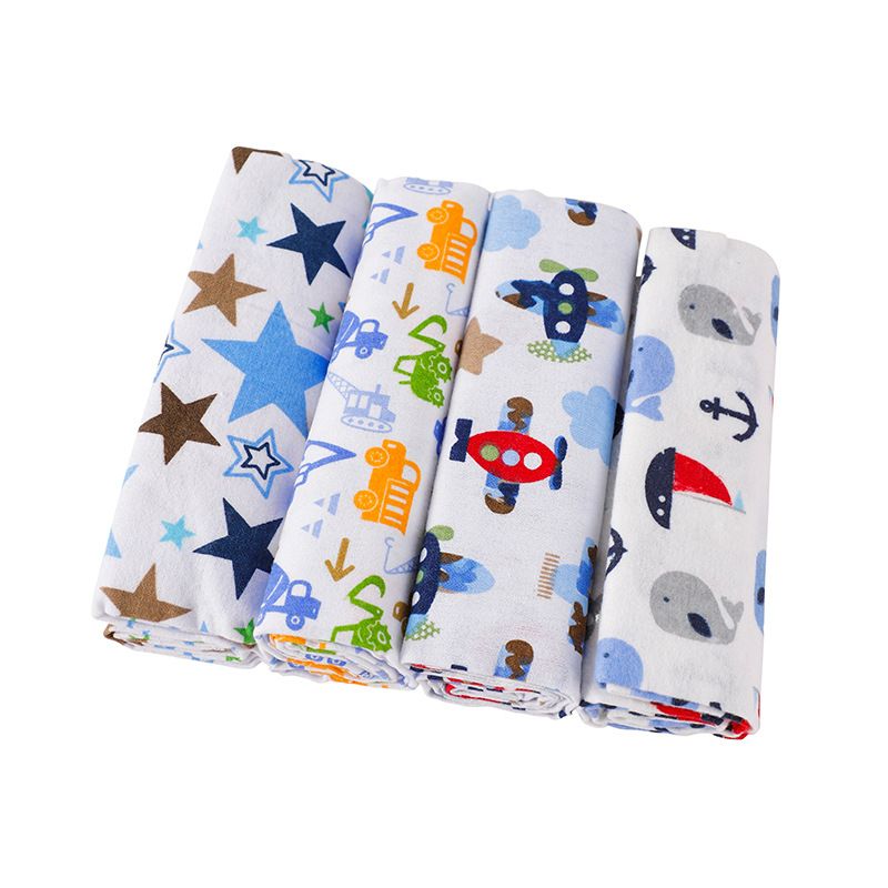 4-Pack Premium Cotton Flannel Baby Shawls - Ultra Soft Newborn Receiving Blankets & Swaddle Set Soft, Absorbent & Gentle Newborn Wash Cloths / Bath Towels