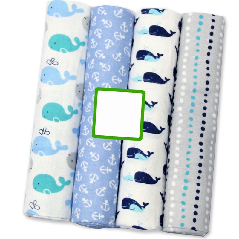 4-Pack Premium Cotton Flannel Baby Shawls - Ultra Soft Newborn Receiving Blankets & Swaddle Set Soft, Absorbent & Gentle Newborn Wash Cloths / Bath Towels