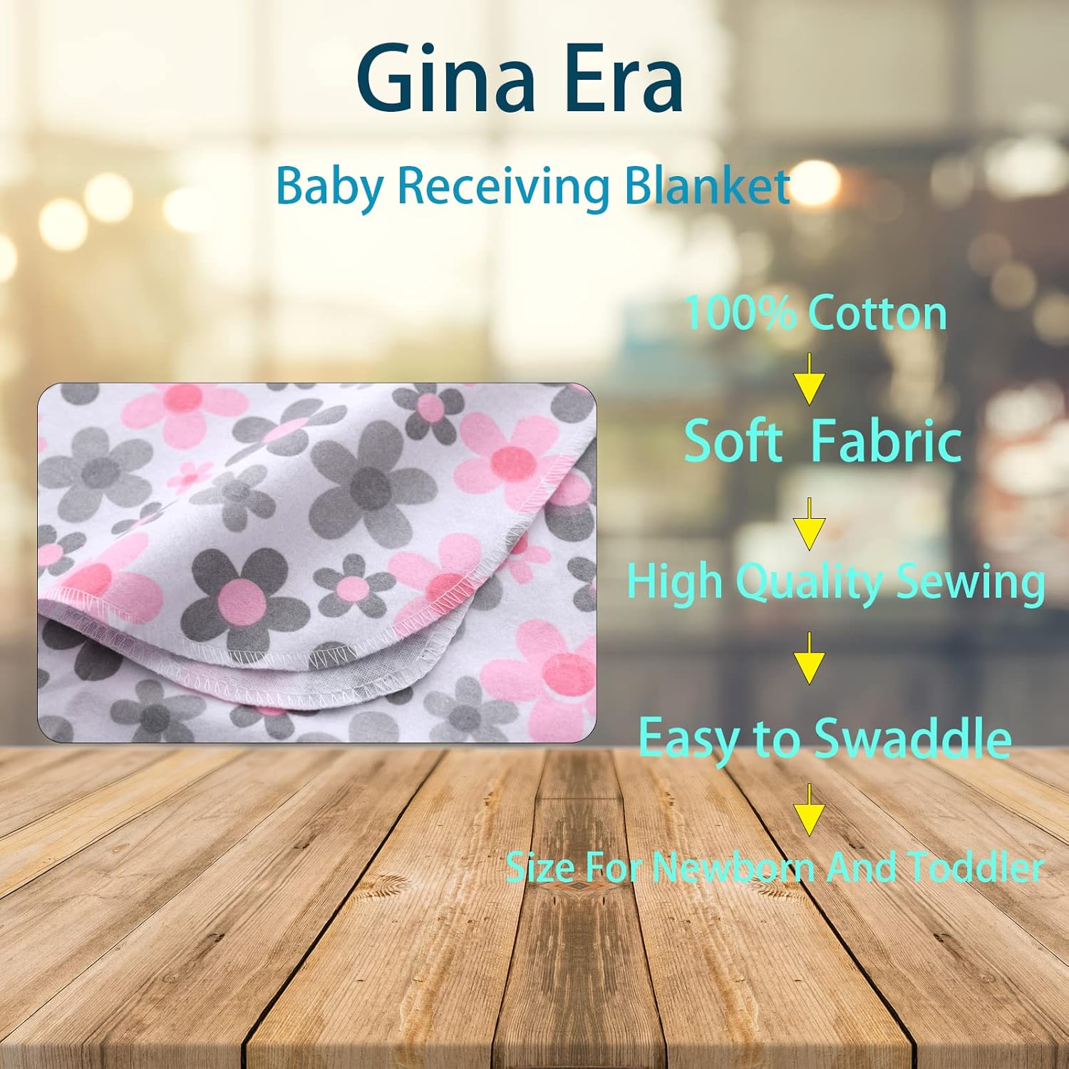4-Pack Premium Cotton Flannel Baby Shawls - Ultra Soft Newborn Receiving Blankets & Swaddle Set Soft, Absorbent & Gentle Newborn Wash Cloths / Bath Towels