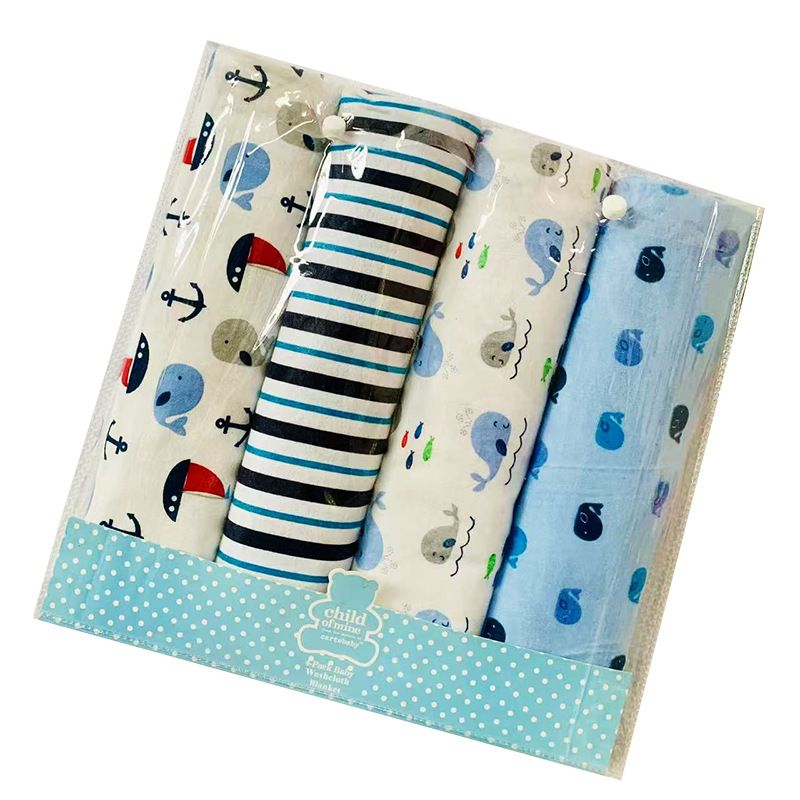 4-Pack Premium Cotton Flannel Baby Shawls - Ultra Soft Newborn Receiving Blankets & Swaddle Set Soft, Absorbent & Gentle Newborn Wash Cloths / Bath Towels