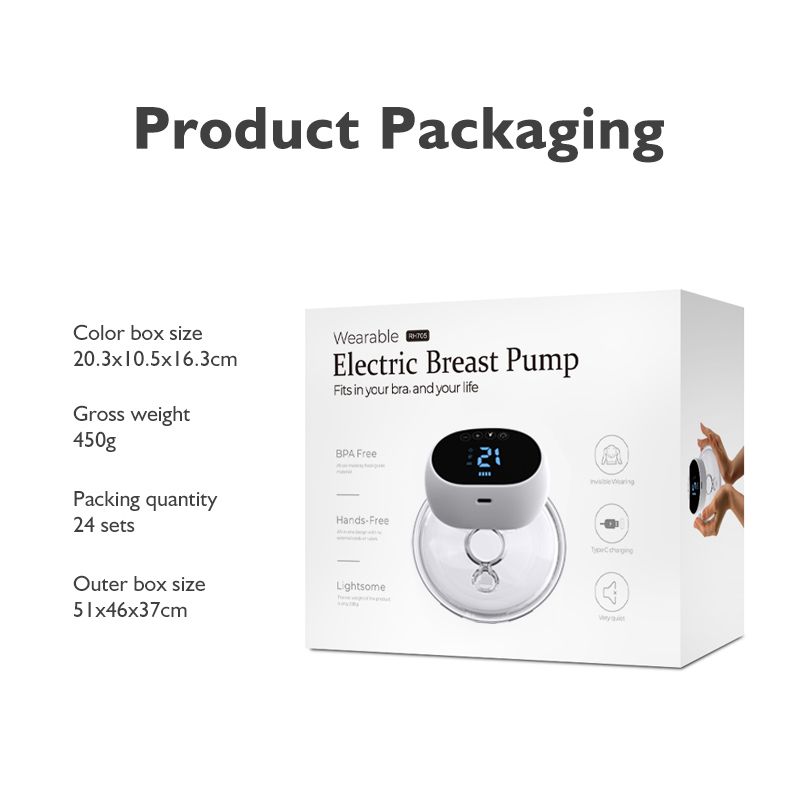 Smart Wearable Invisible Electric Breast Pump Portable High Suction Rechargeable Extractors Hands Free 3 Modes & 12 Levels Low Noise Milk Pump BPA FREE