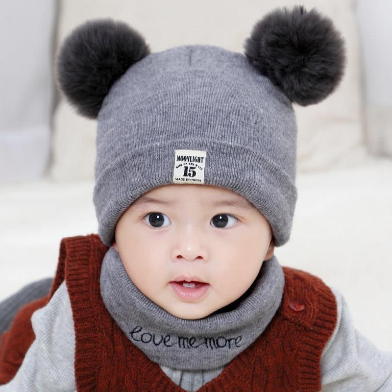 Kids Winter Hat and Scarf Set Warm Knitted Beanie Neck Warmer Soft Boys Girls