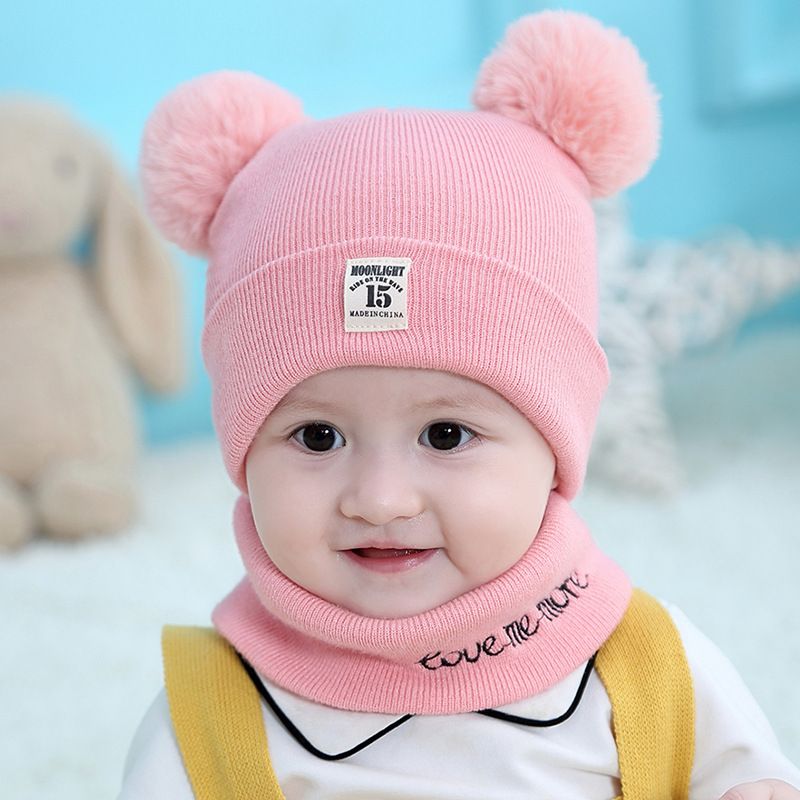 Kids Winter Hat and Scarf Set Warm Knitted Beanie Neck Warmer Soft Boys Girls