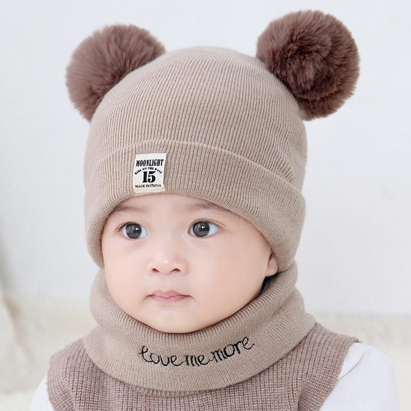 Kids Winter Hat and Scarf Set Warm Knitted Beanie Neck Warmer Soft Boys Girls