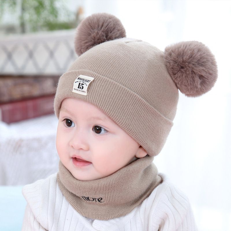Kids Winter Hat and Scarf Set Warm Knitted Beanie Neck Warmer Soft Boys Girls