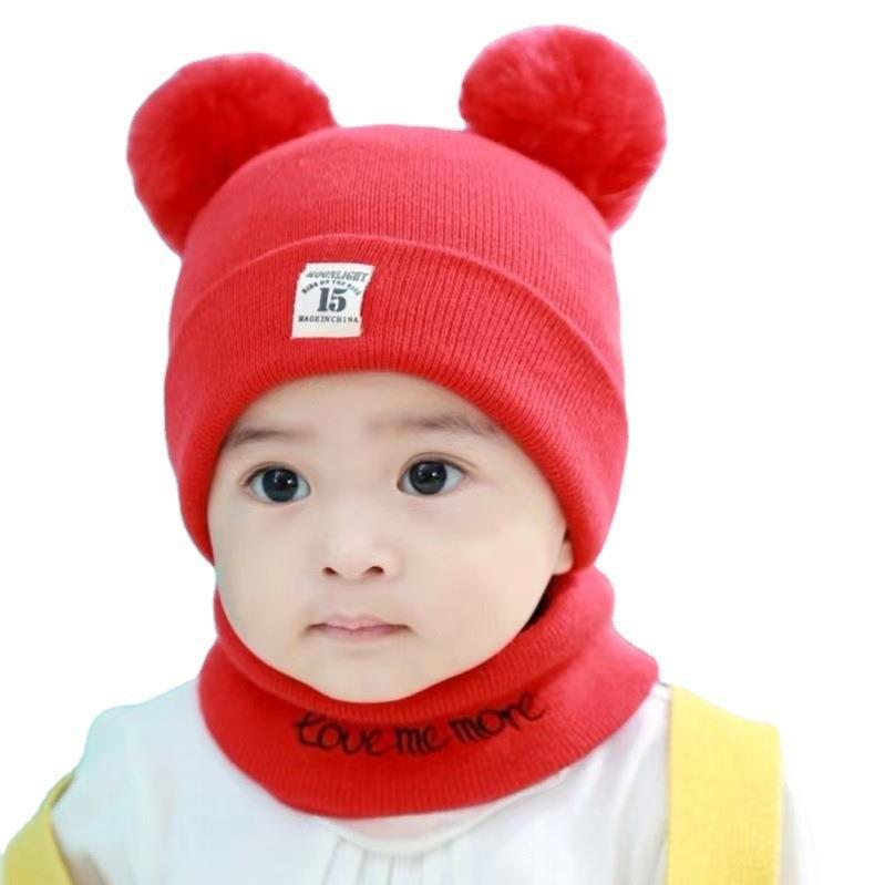 Kids Winter Hat and Scarf Set Warm Knitted Beanie Neck Warmer Soft Boys Girls