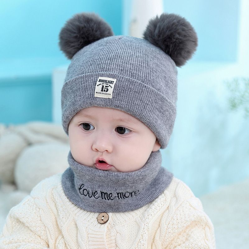 Kids Winter Hat and Scarf Set Warm Knitted Beanie Neck Warmer Soft Boys Girls