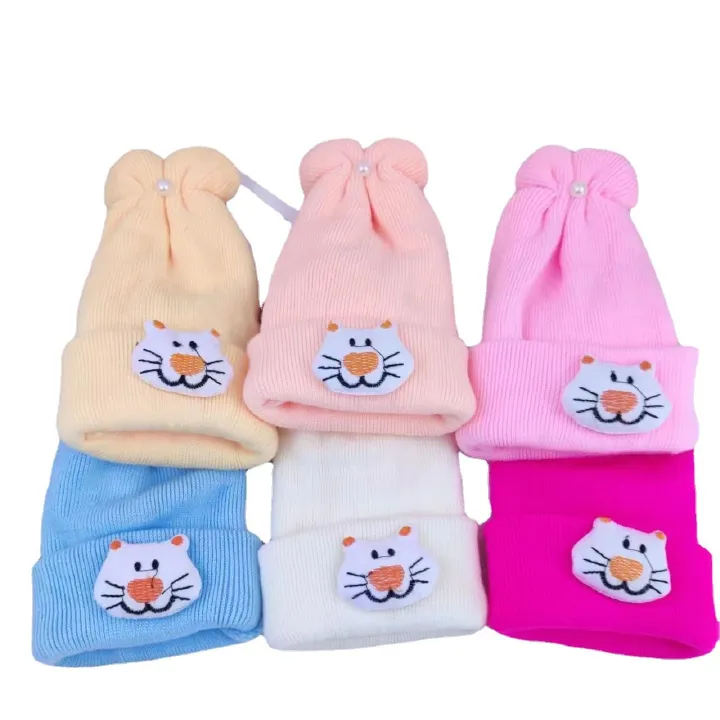 Newborn Baby Cap Soft Knitted Beanie Warm Toddler Hat Boys Girls Winter Cap 0–24 Months