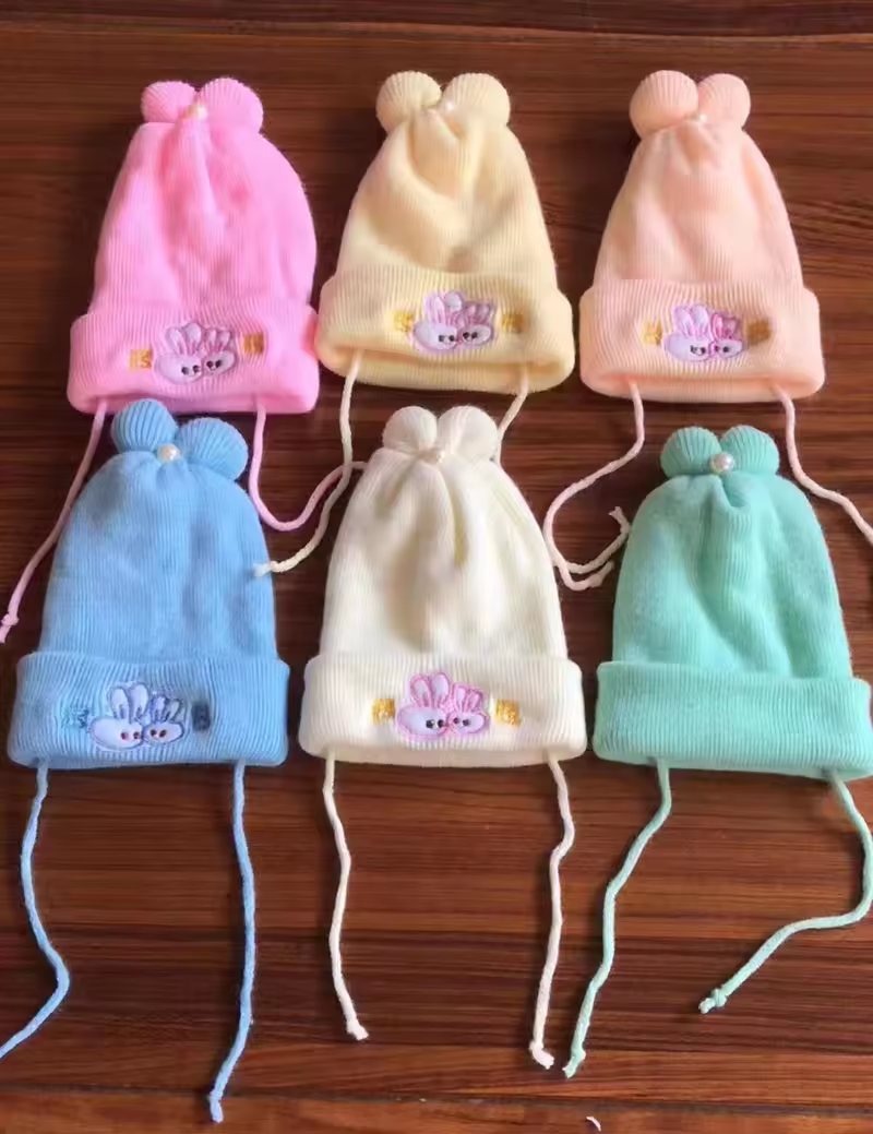 Newborn Baby Cap Soft Knitted Beanie Warm Toddler Hat Boys Girls Winter Cap 0–24 Months