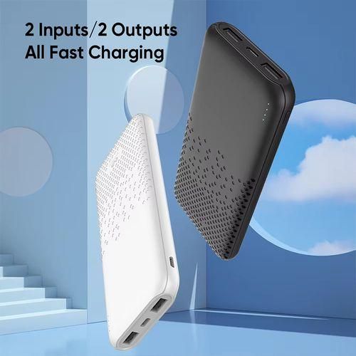 RichRipple 10000mAh Small Size Unique Design 2A Fast Charger with 2-in-2-out Fast Charging Power Bank Black