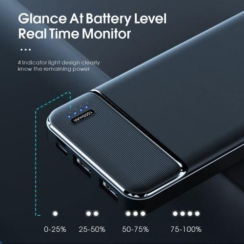 GUEETON 10000mAh Power Charge Bank Compact Black